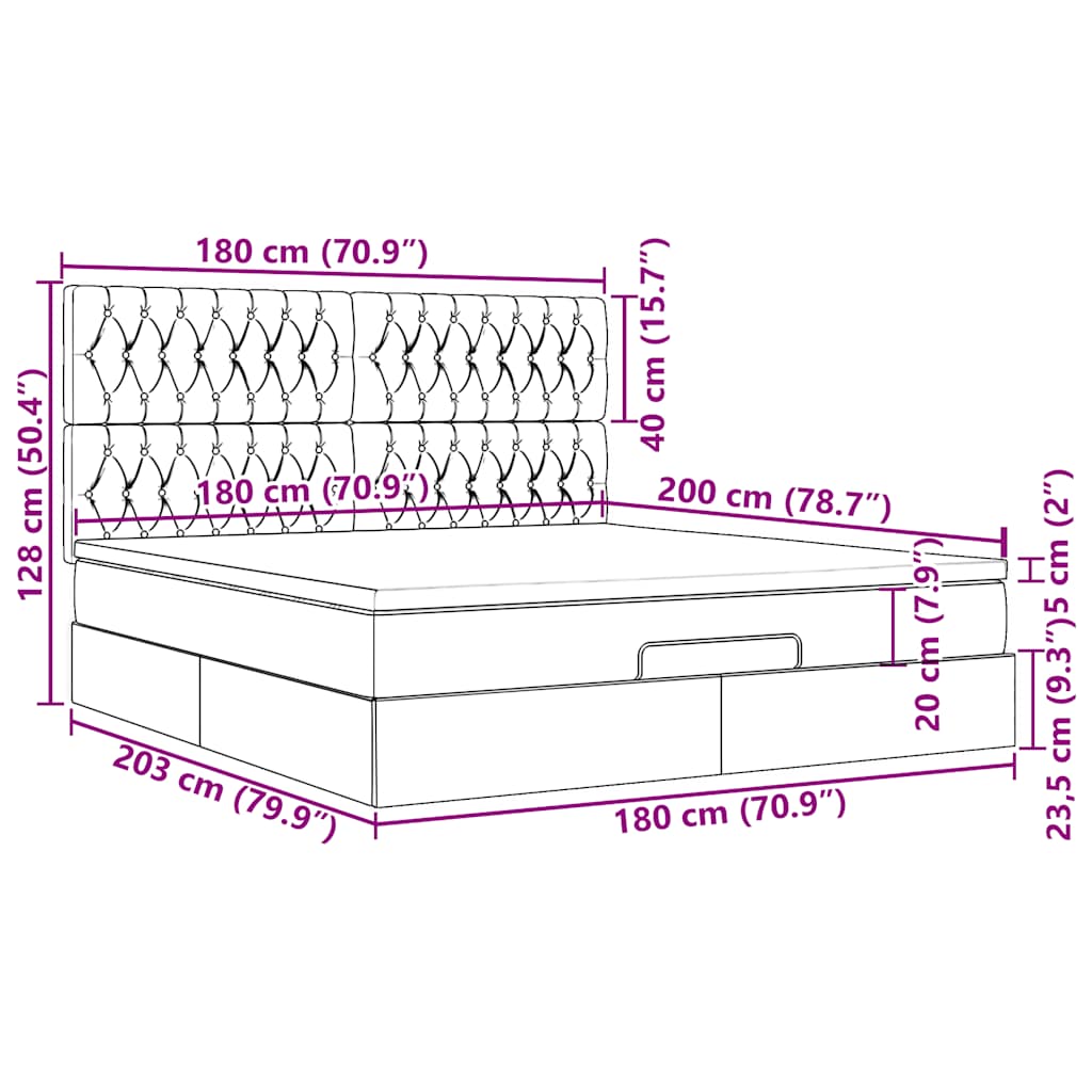 Bedframe met matrassen 180x200cm fluweel roze