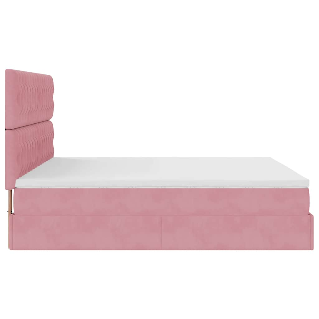 Bedframe met matrassen 180x200cm fluweel roze