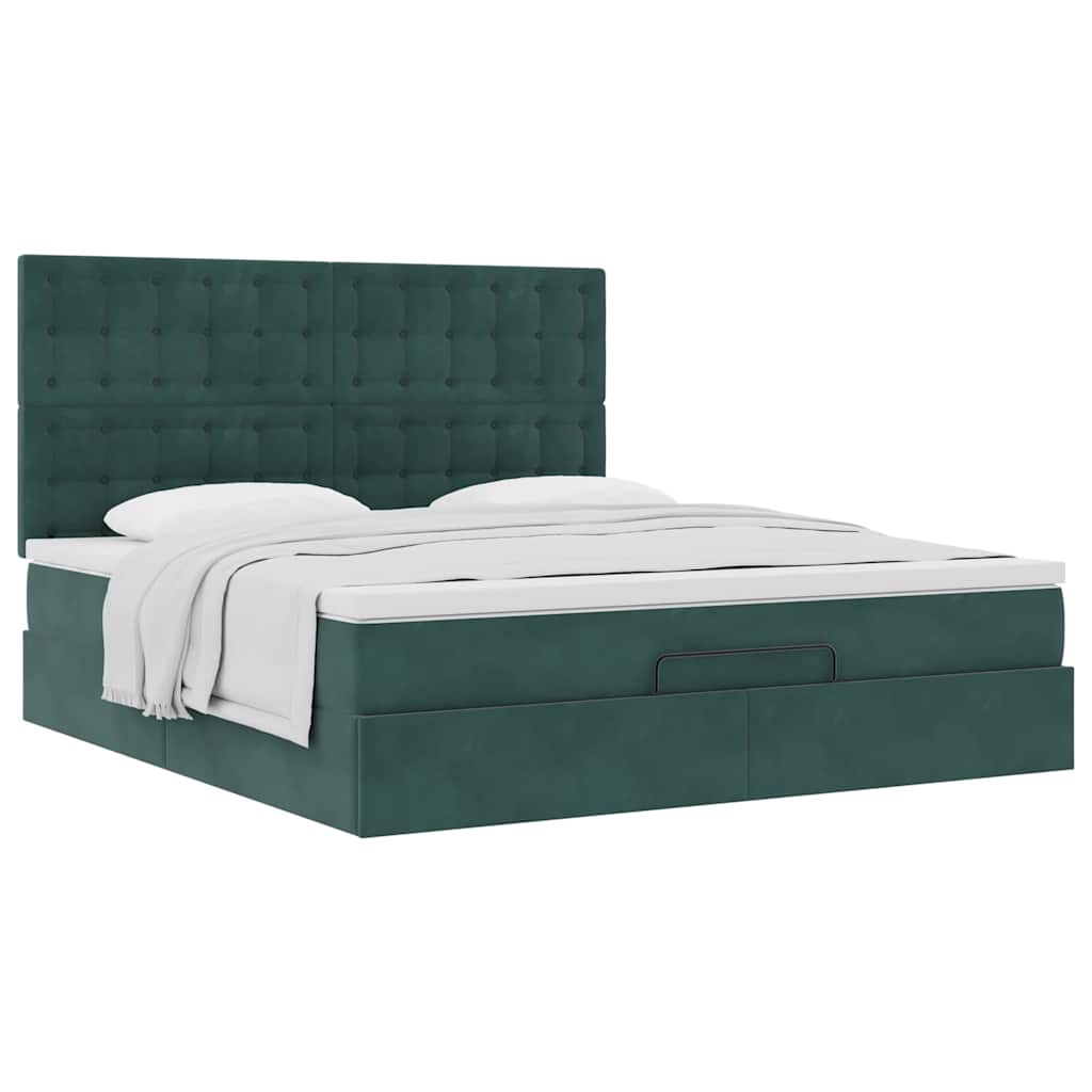 Ottoman bed met matrassen 180x200cm fluweel donkergroen