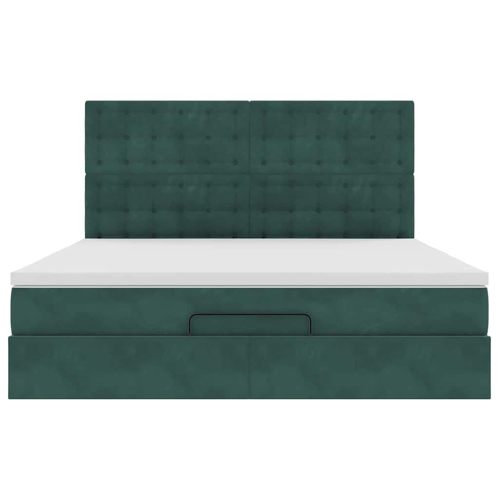 Ottoman bed met matrassen 180x200cm fluweel donkergroen