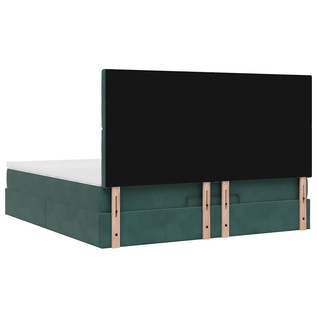 Ottoman bed met matrassen 180x200cm fluweel donkergroen