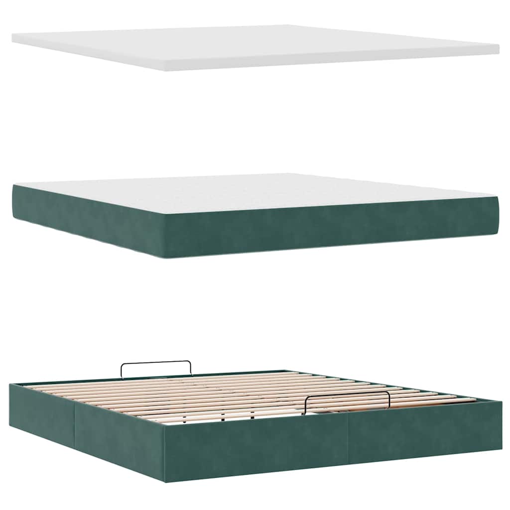 Ottoman bed met matrassen 180x200cm fluweel donkergroen