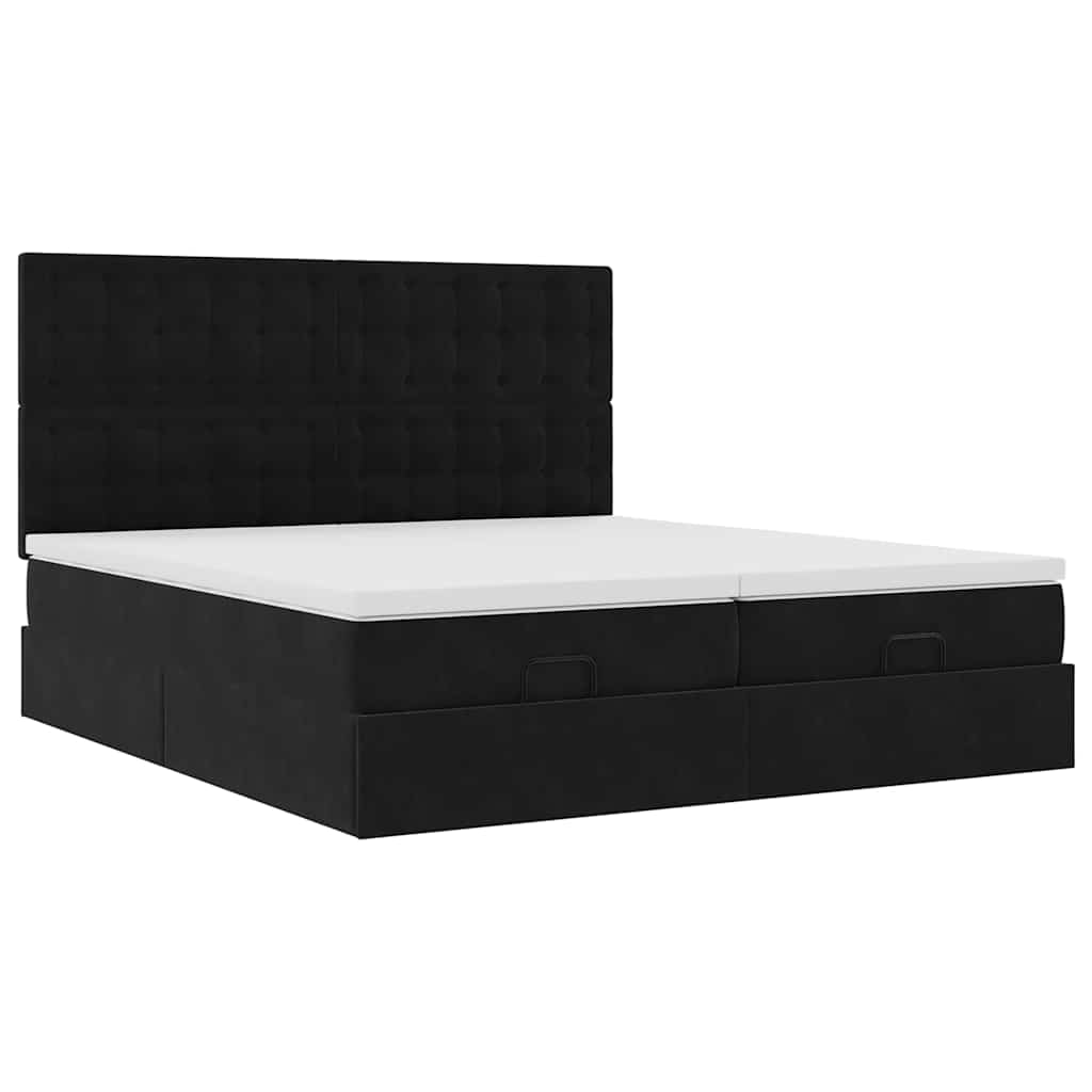 Ottoman bed met matrassen 160x200cm fluweel zwart