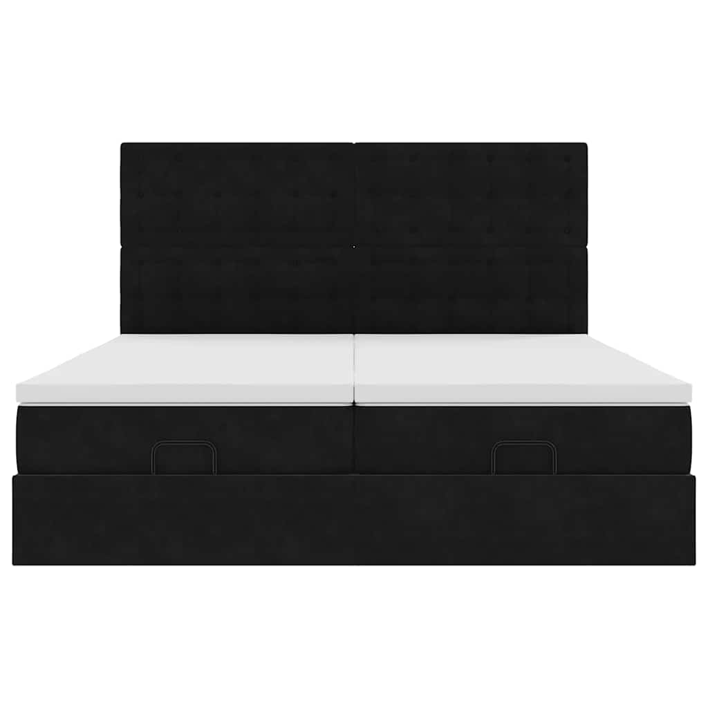 Ottoman bed met matrassen 160x200cm fluweel zwart