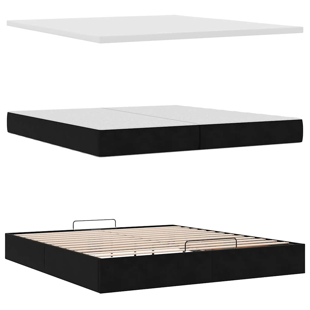 Ottoman bed met matrassen en LED's 200x200cm fluweel zwart