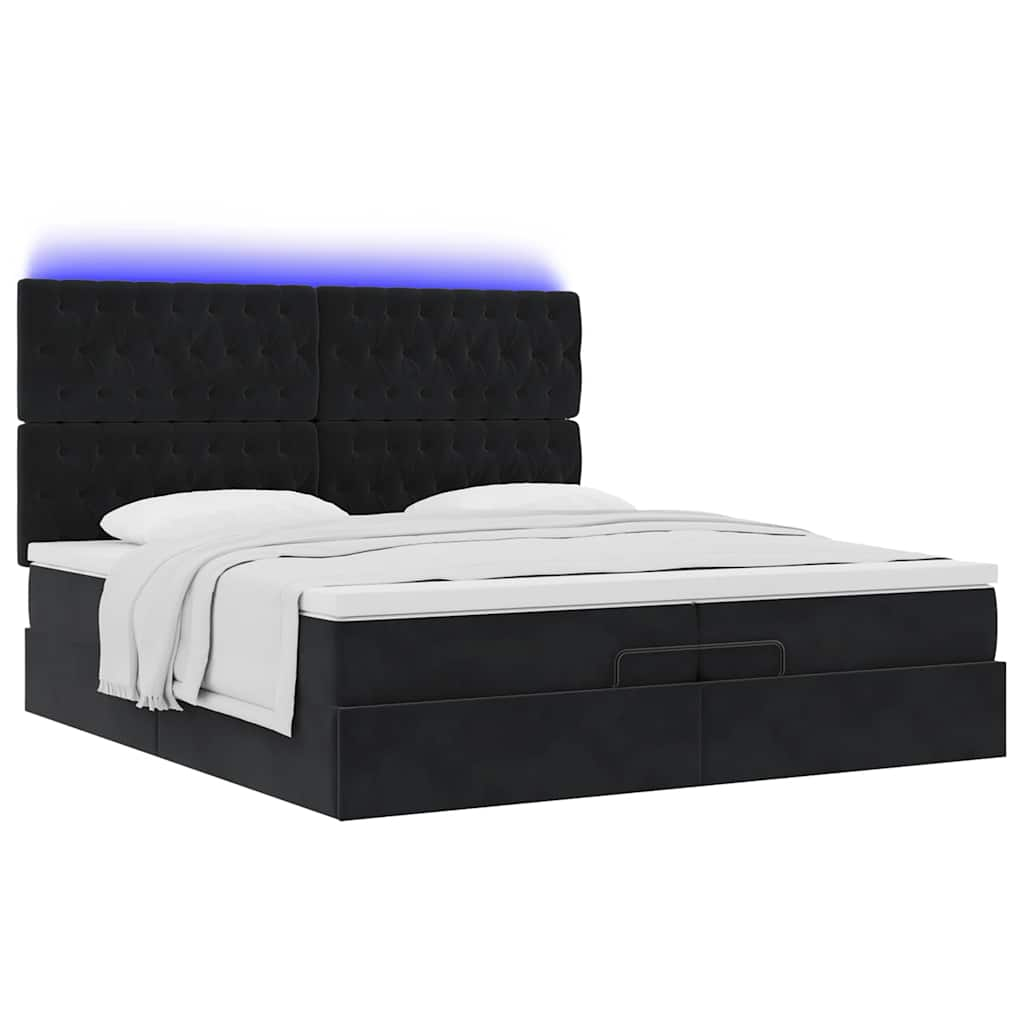 Ottoman bed met matrassen en LED's 200x200cm fluweel zwart