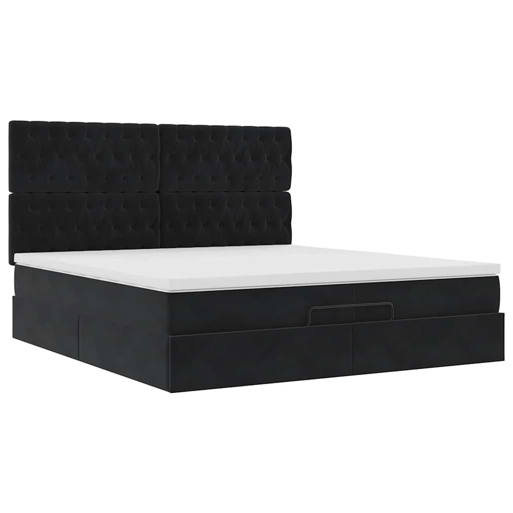 Ottoman bed met matrassen en LED's 200x200cm fluweel zwart