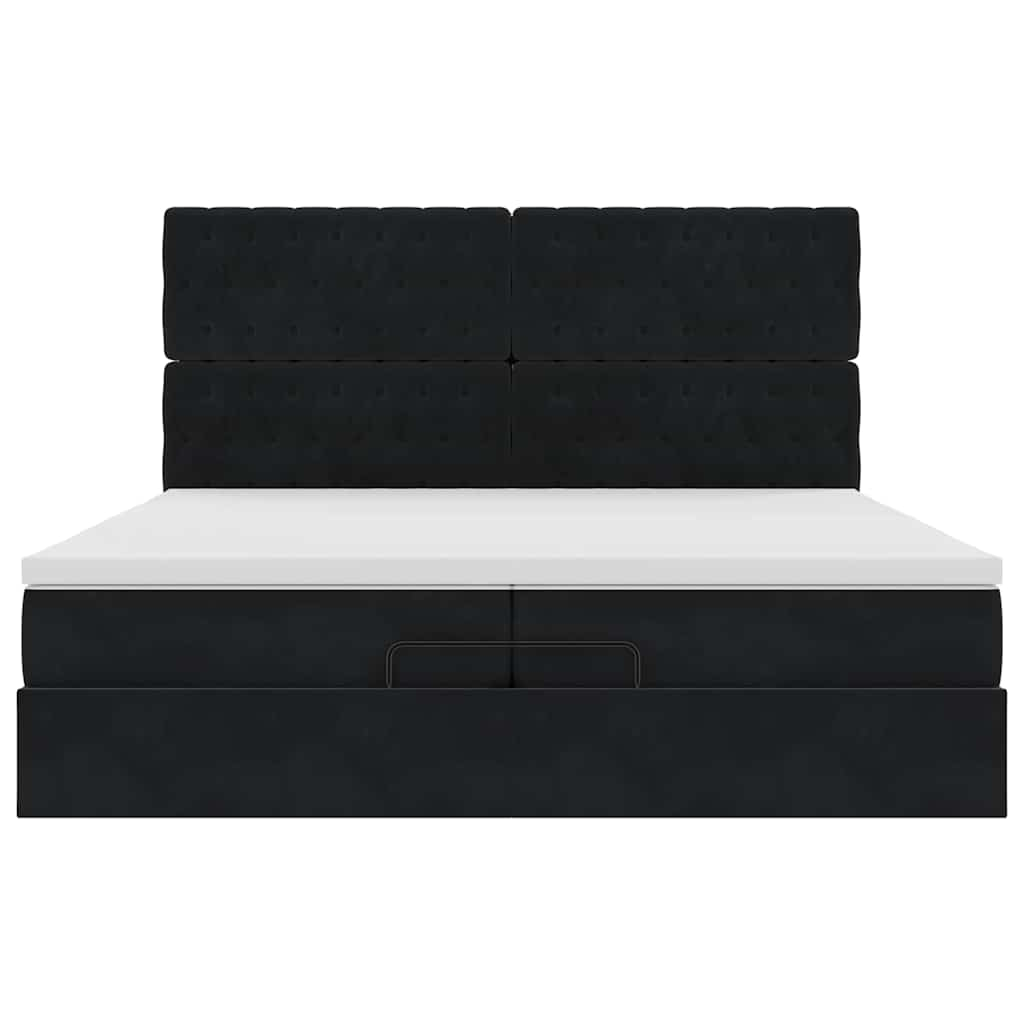 Ottoman bed met matrassen en LED's 200x200cm fluweel zwart