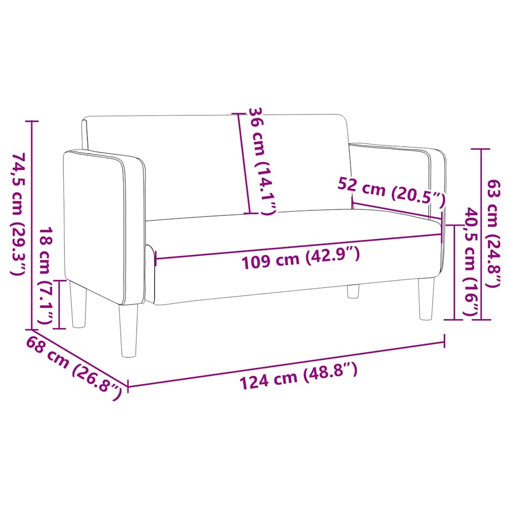 Loveseat bank 109 cm corduroy stof lichtgrijs