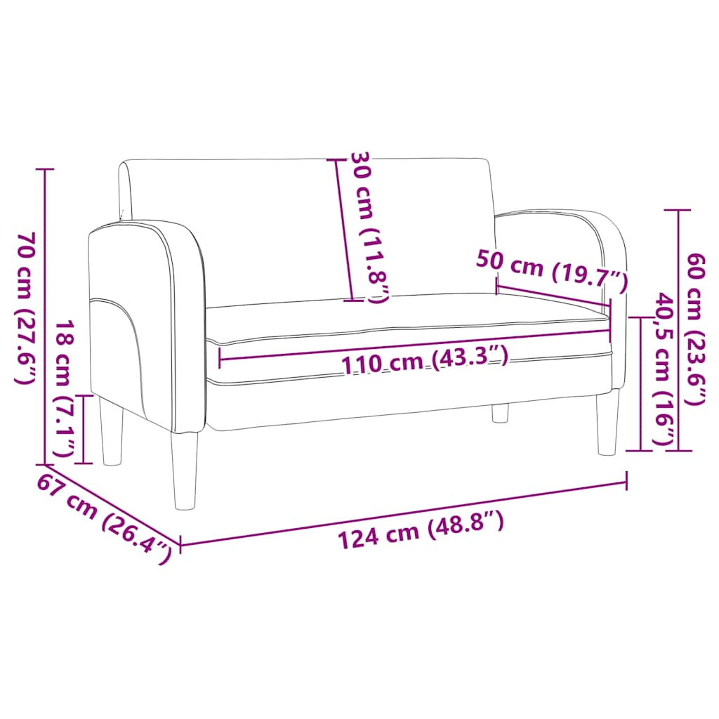 Loveseat bank 110 cm kunstleer crèmekleurig