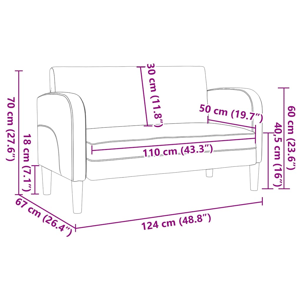 Loveseat bank 110 cm kunstleer bruin