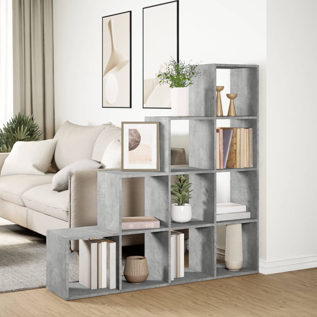 Kamerscherm / boekenkast 4-laags 131,5x29x131,5 cm hout grijs