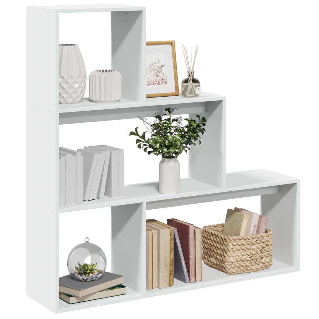 Kamerscherm / boekenkast 3-laags 123x29x123 cm bewerkt hout wit