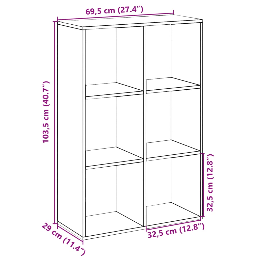 Kamerscherm / boekenkast 69,5x29x103,5 cm bewerkt hout wit