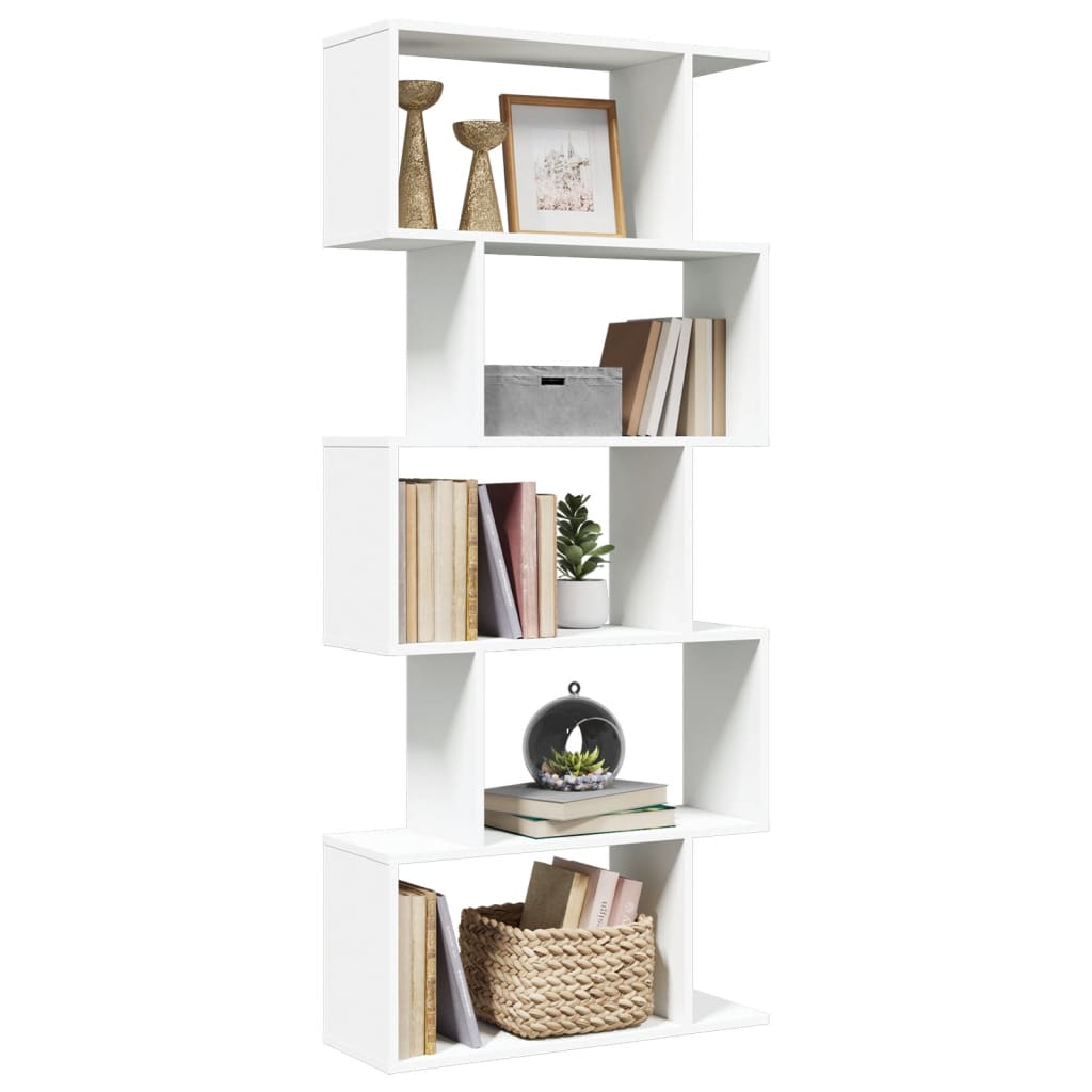 Kamerscherm / boekenkast 5-laags 70x24x161 cm bewerkt hout wit