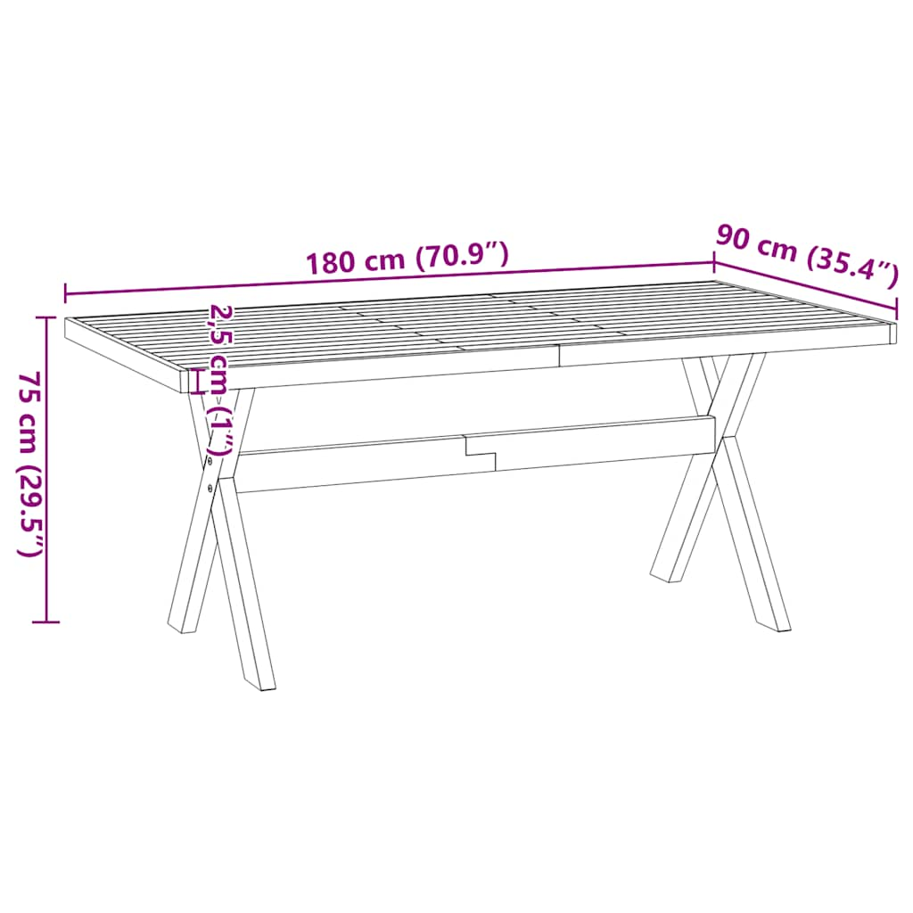 Wandtafel NOAIN X-vormige poten 120x30x75 cm massief hout