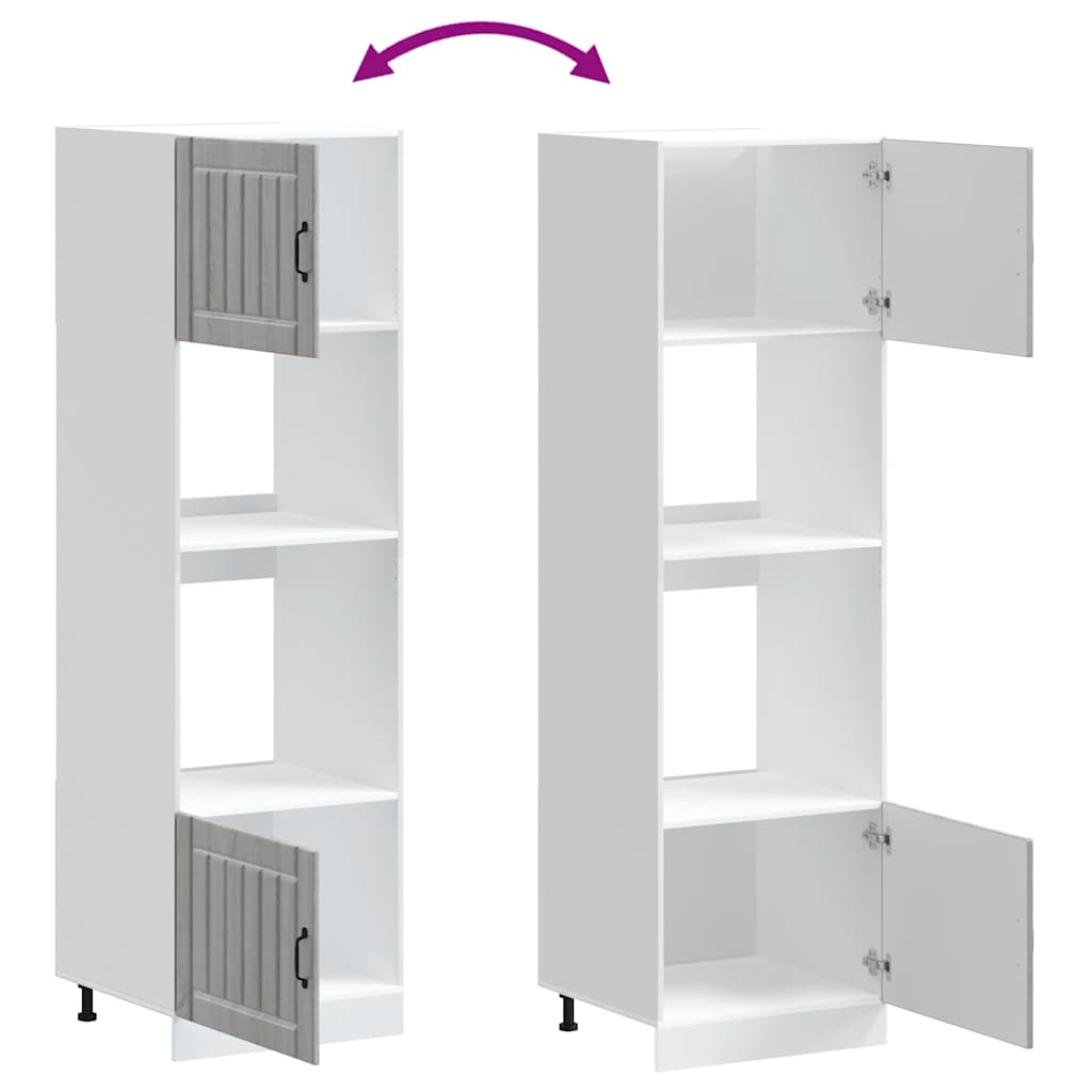 Ovenkasten 2 st Kalmar bewerkt hout grijs sonoma eikenkleurig