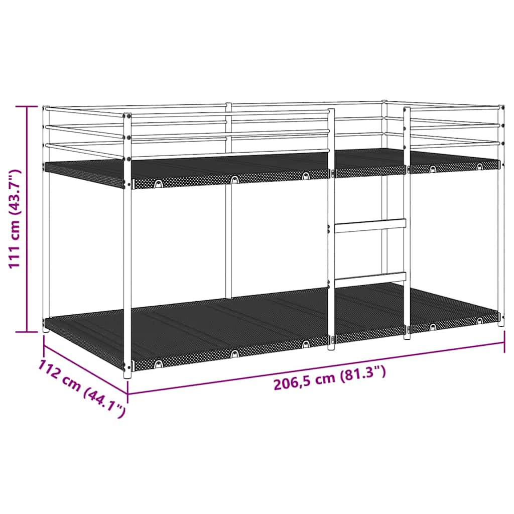 Stapelbed zonder matras 107x203 cm staal wit