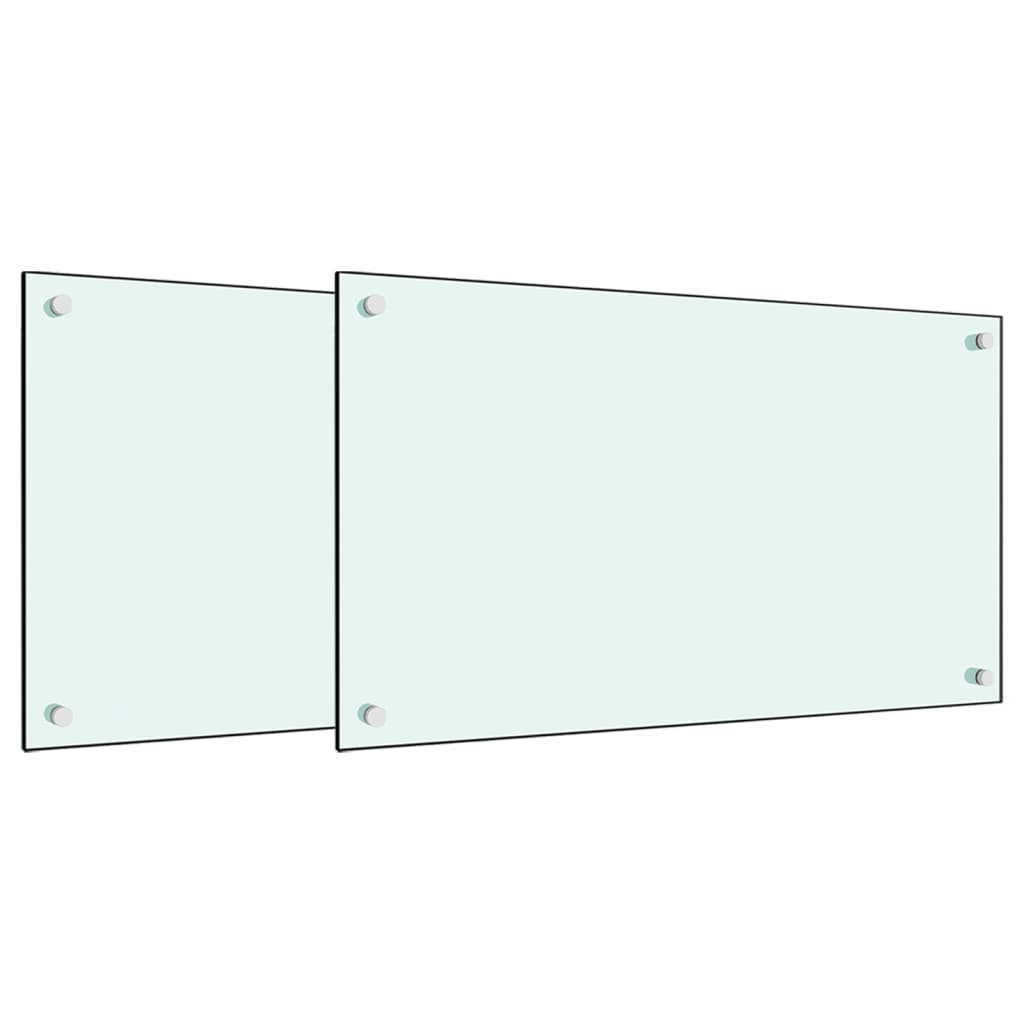 Spatschermen keuken 2 st 70x40 cm gehard glas wit