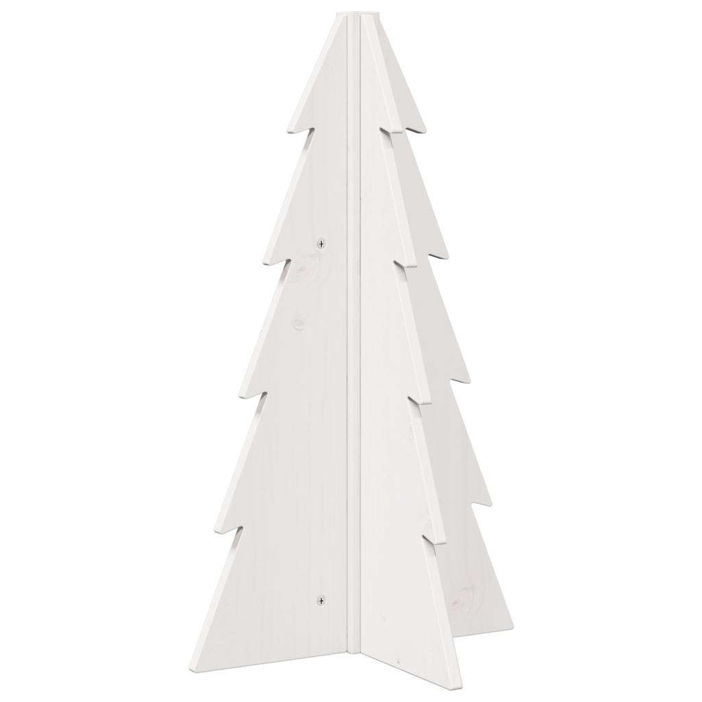 Kerstdecoratie kerstboom 69,5 cm massief grenenhout wit