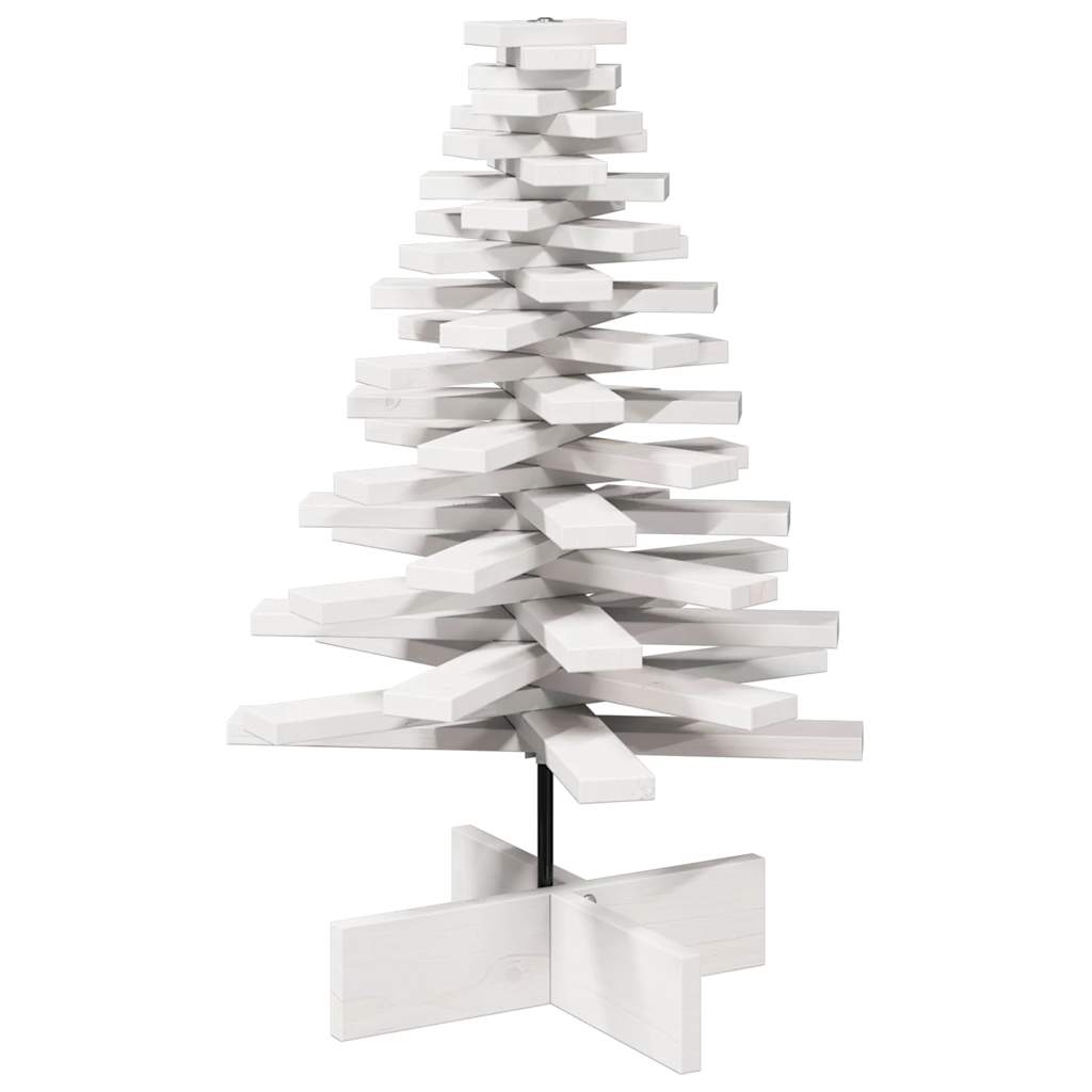 Kerstdecoratie kerstboom 80 cm massief grenenhout wit