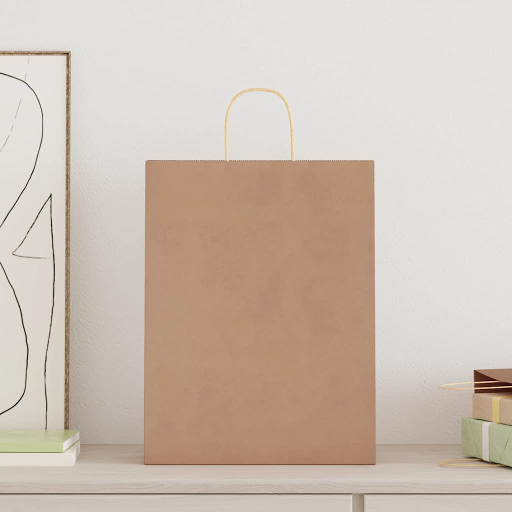 Papieren kraftzakken 250 st met hengsels 32x12x42 cm bruin