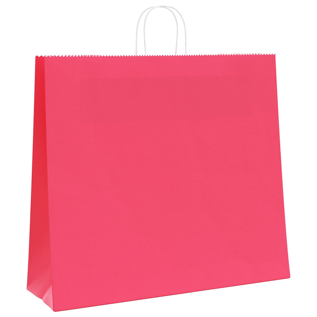 Papieren kraftzakken 50 st met hengsels 54x15x49 cm roze