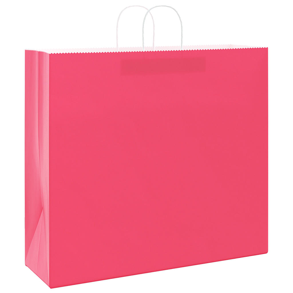 Papieren kraftzakken 50 st met hengsels 54x15x49 cm roze