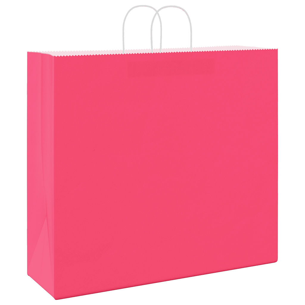 Papieren kraftzakken 50 st met hengsels 54x15x49 cm roze