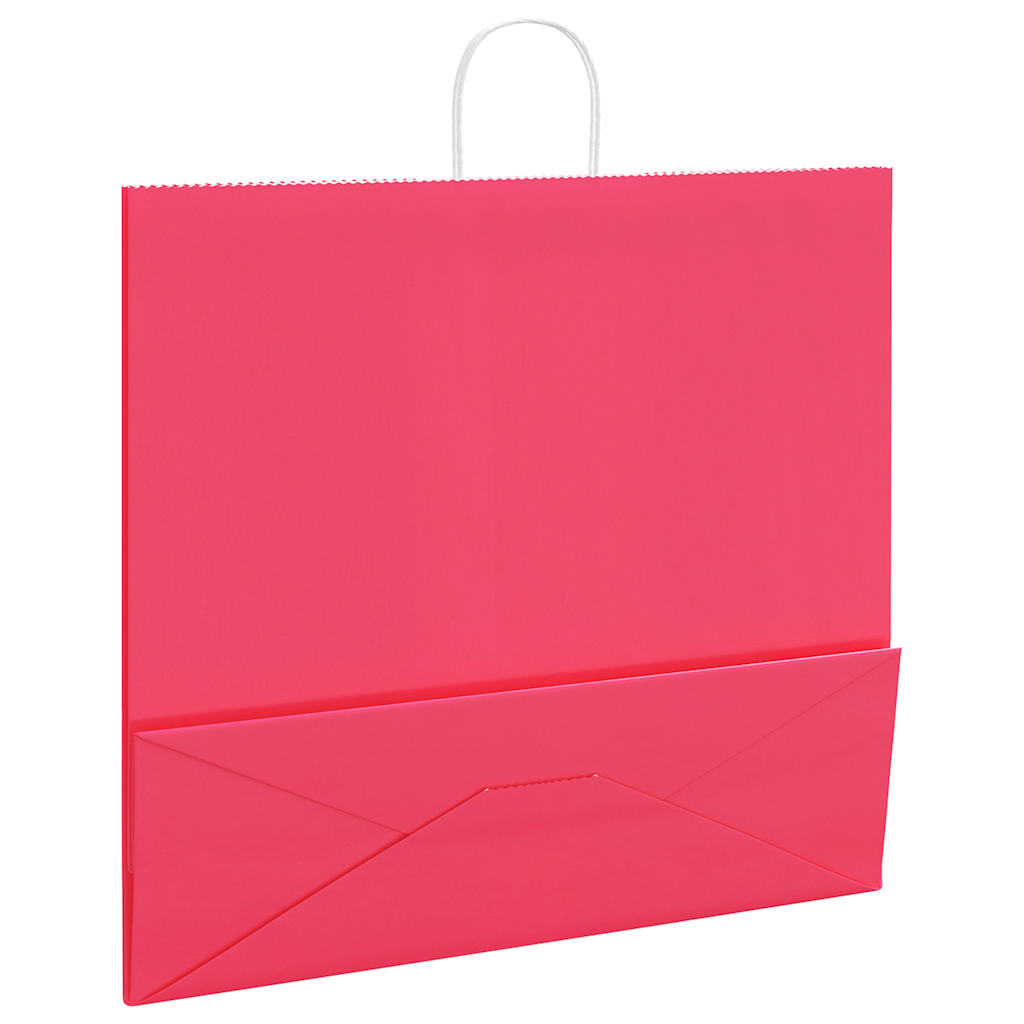 Papieren kraftzakken 50 st met hengsels 54x15x49 cm roze