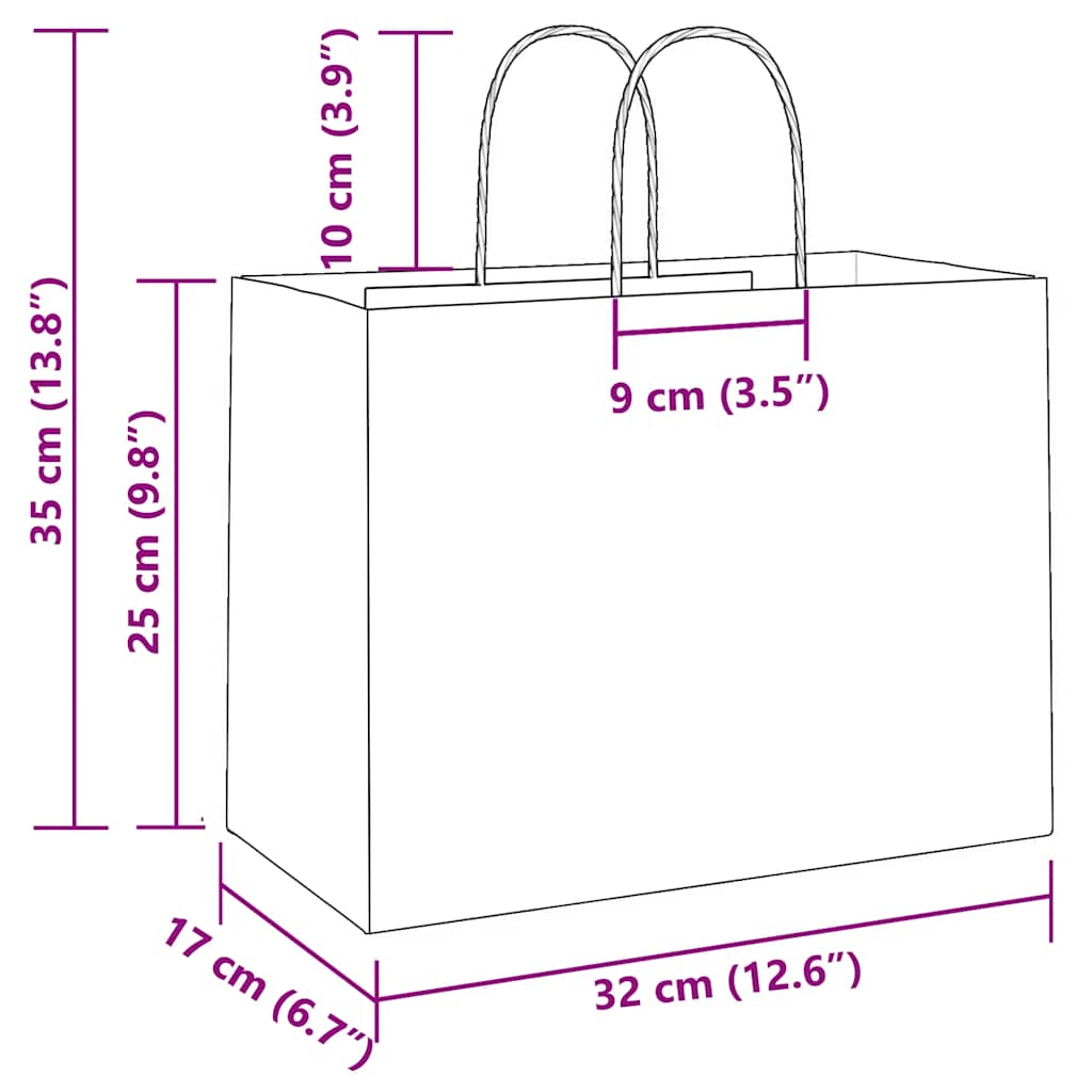 Papieren kraftzakken 250 st met hengsels 32x17x25 cm blauw