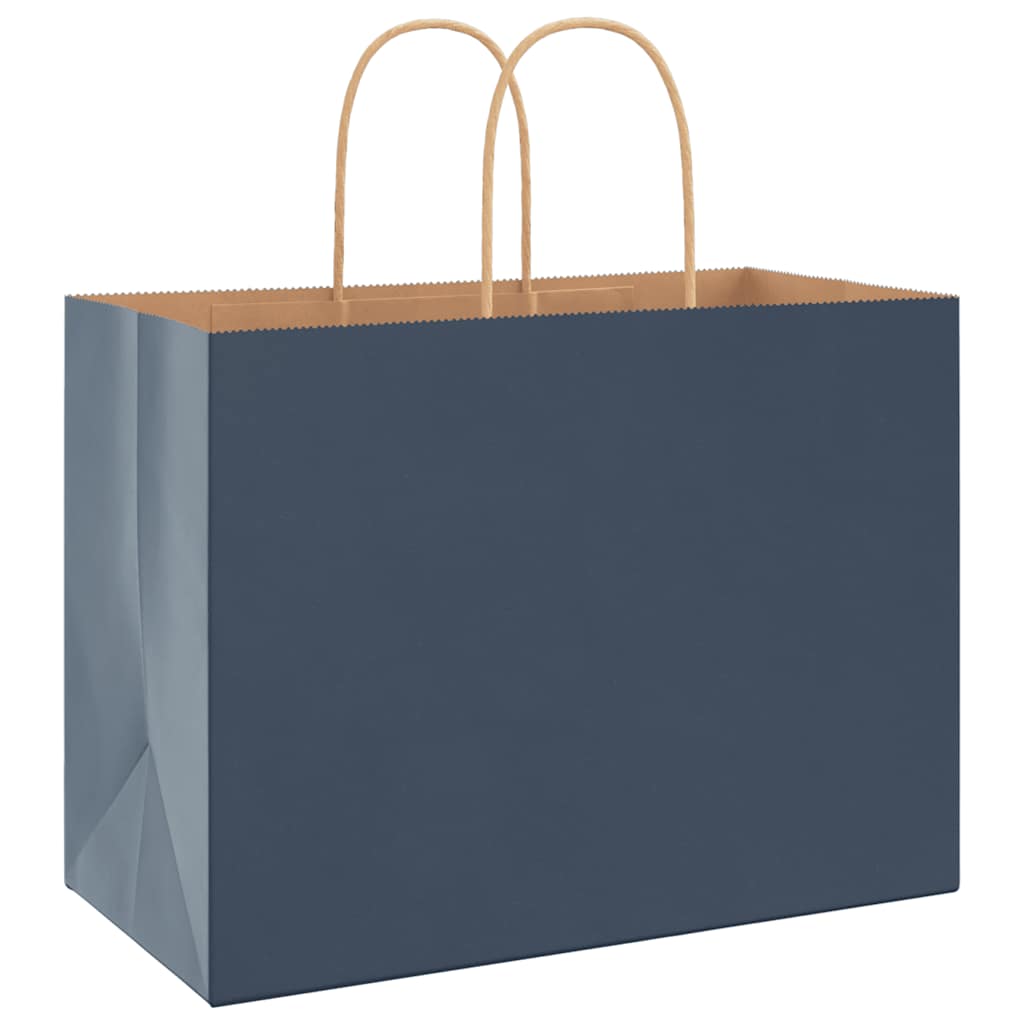 Papieren kraftzakken 250 st met hengsels 32x17x25 cm blauw