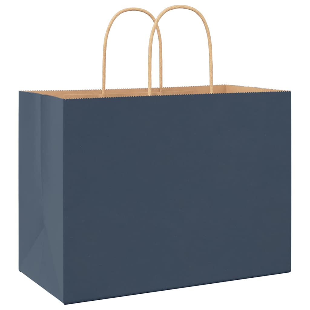 Papieren kraftzakken 250 st met hengsels 32x17x25 cm blauw