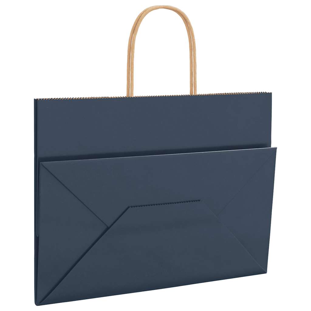 Papieren kraftzakken 250 st met hengsels 32x17x25 cm blauw