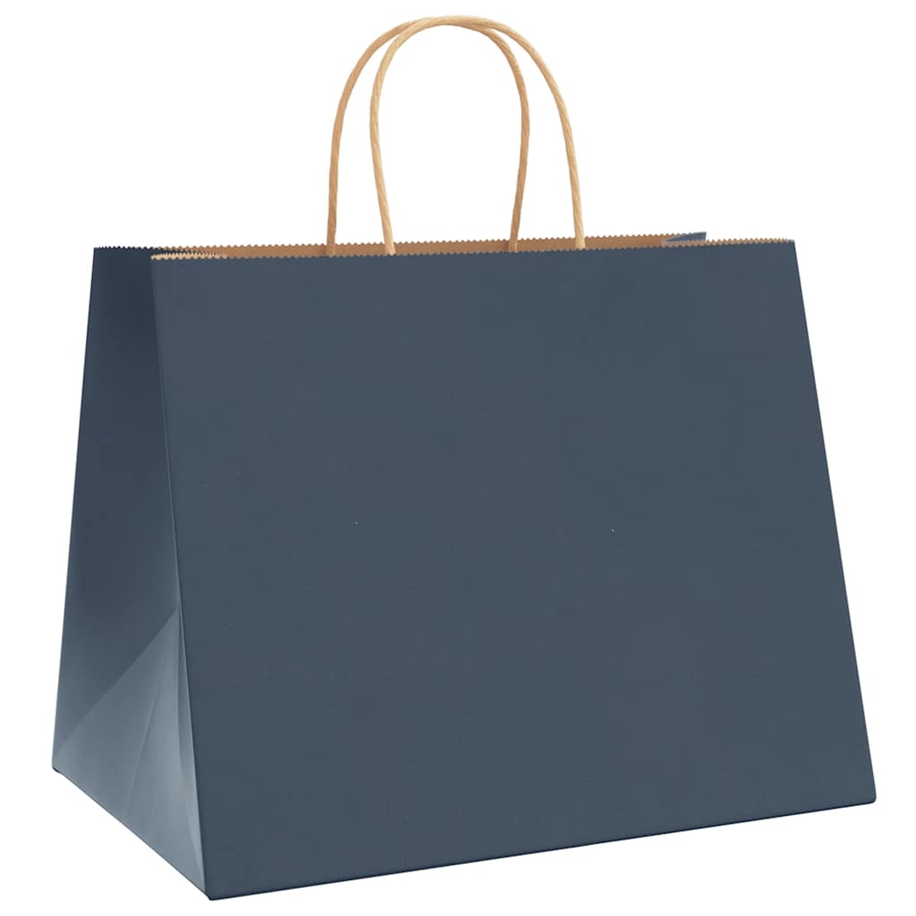 Papieren kraftzakken 250 st met hengsels 32x22x24 cm blauw