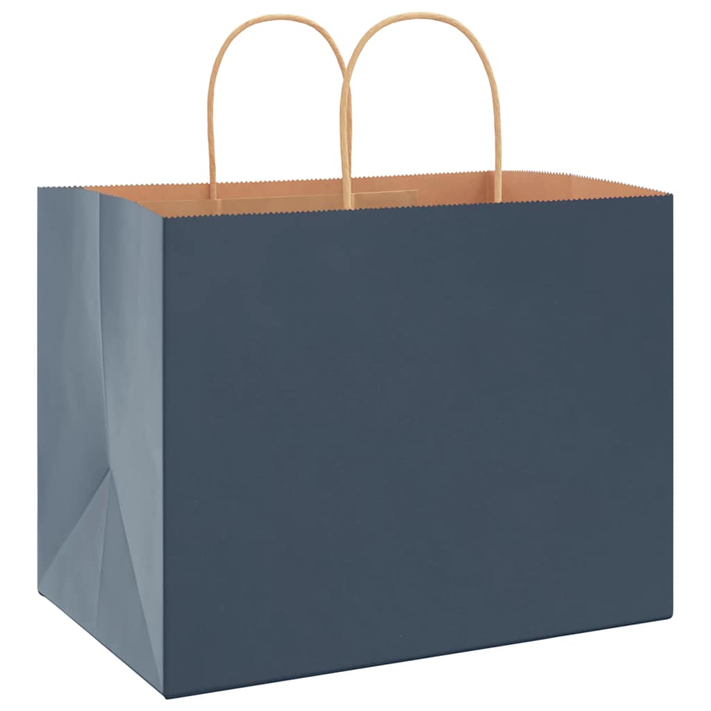 Papieren kraftzakken 250 st met hengsels 32x22x24 cm blauw