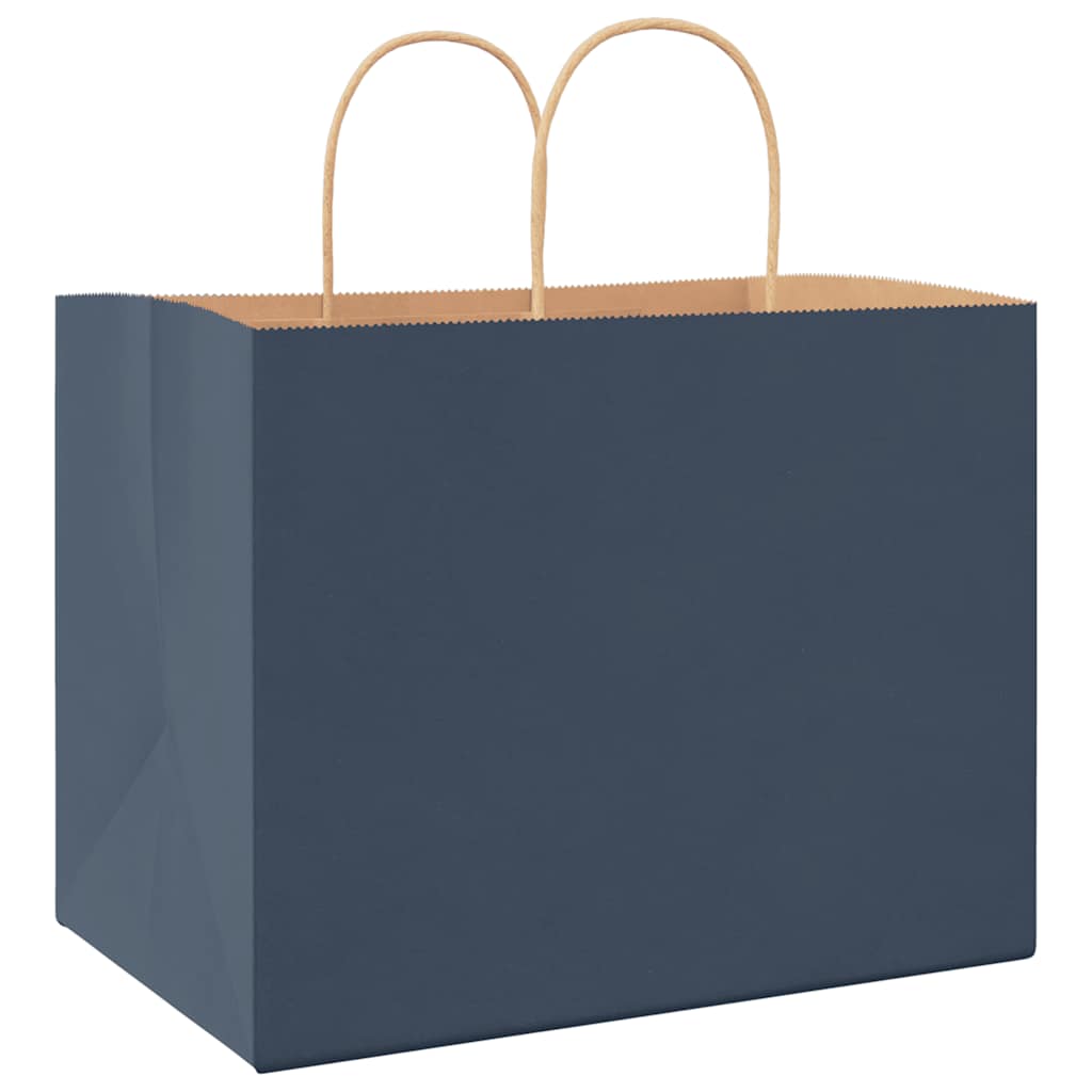 Papieren kraftzakken 250 st met hengsels 32x22x24 cm blauw