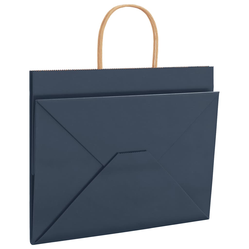 Papieren kraftzakken 250 st met hengsels 32x22x24 cm blauw
