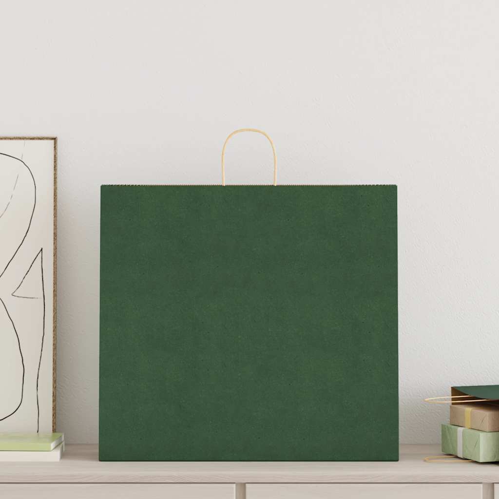 Papieren kraftzakken 50 st met hengsels 54x15x49 cm groen