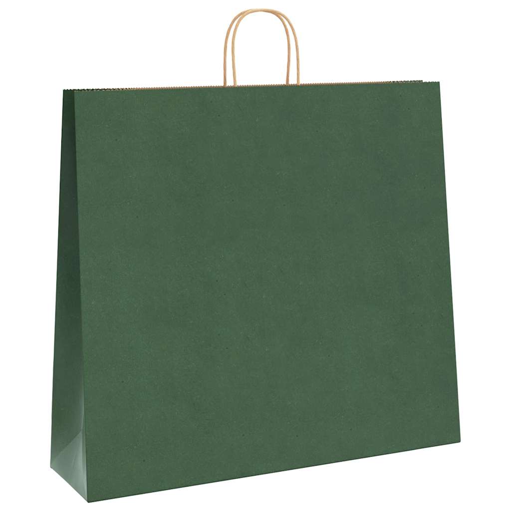 Papieren kraftzakken 50 st met hengsels 54x15x49 cm groen
