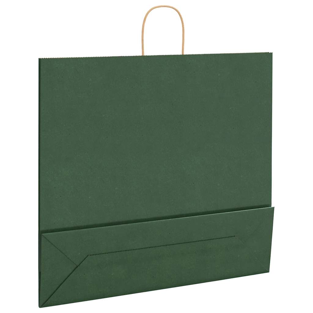 Papieren kraftzakken 50 st met hengsels 54x15x49 cm groen