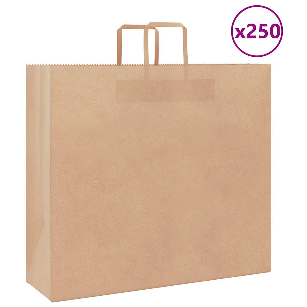 Papieren kraftzakken 250 st met hengsels 54x15x49 cm bruin