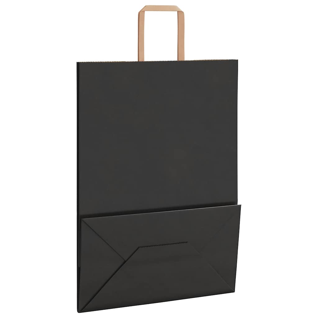 Papieren kraftzakken 250 st met hengsels 32x17x44 cm zwart