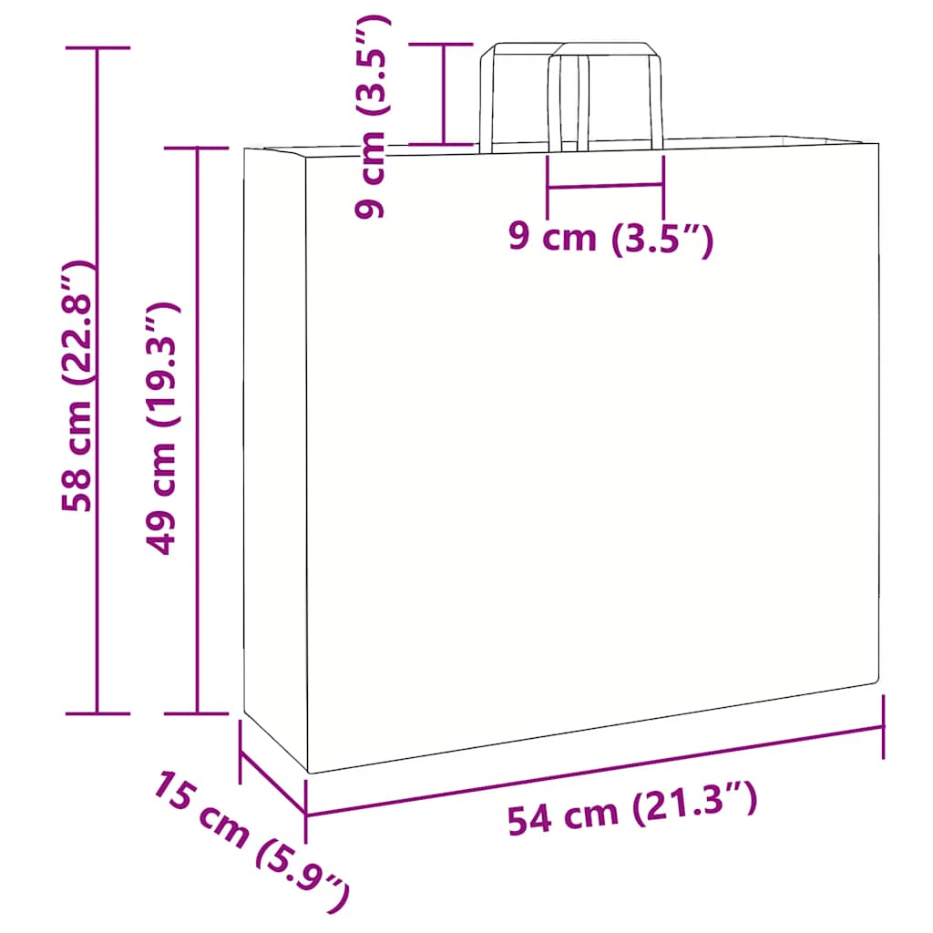 Papieren kraftzakken 250 st met hengsels 54x15x49 cm roze