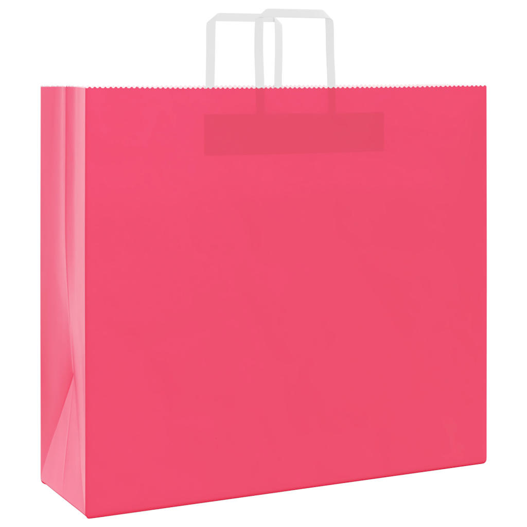 Papieren kraftzakken 250 st met hengsels 54x15x49 cm roze