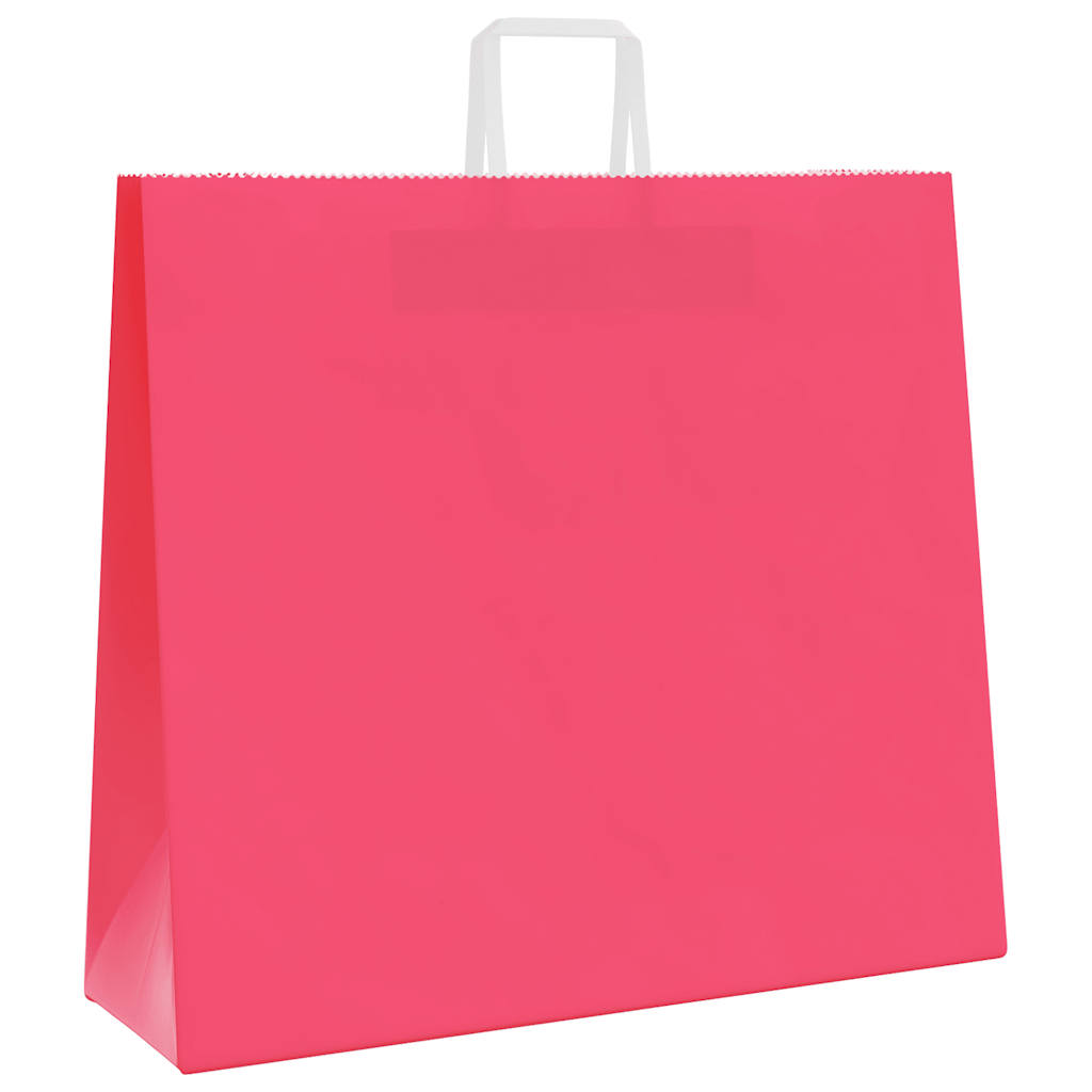 Papieren kraftzakken 250 st met hengsels 54x15x49 cm roze