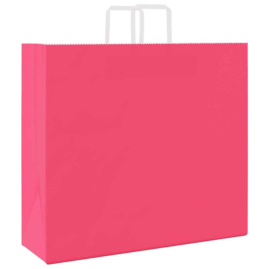 Papieren kraftzakken 250 st met hengsels 54x15x49 cm roze