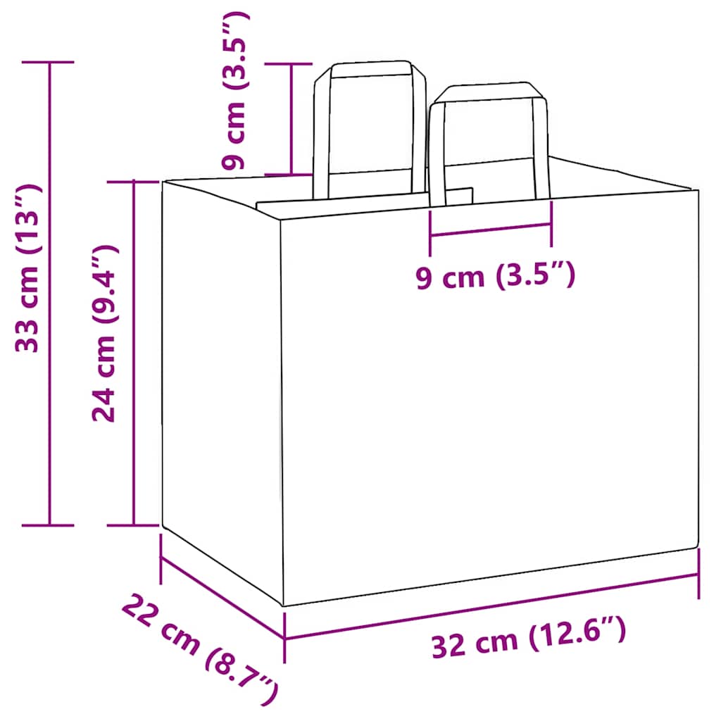 Papieren kraftzakken 250 st met hengsels 32x22x24 cm blauw