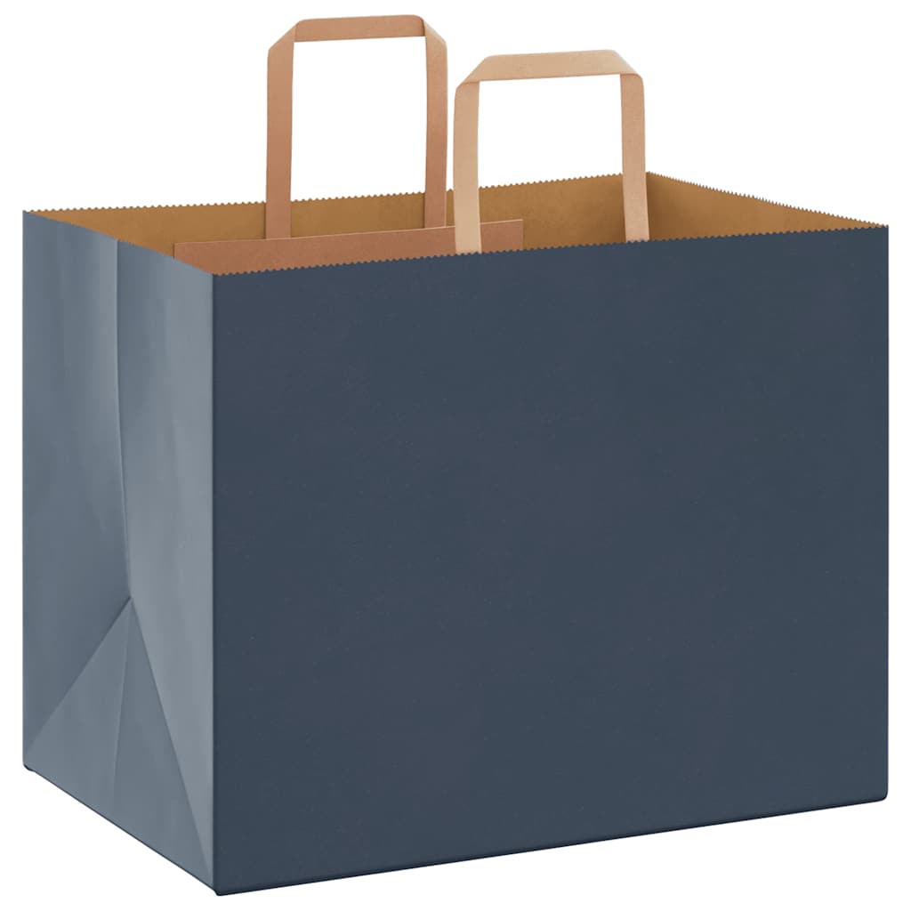 Papieren kraftzakken 250 st met hengsels 32x22x24 cm blauw