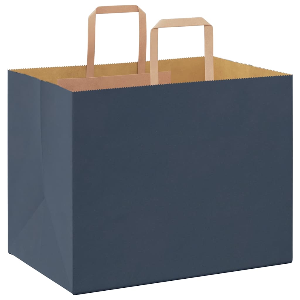 Papieren kraftzakken 250 st met hengsels 32x22x24 cm blauw